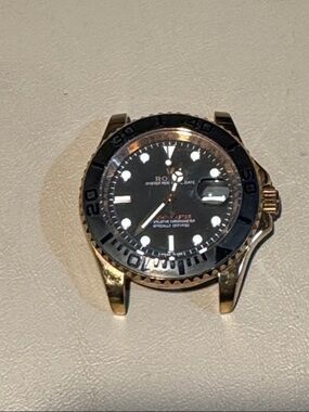 Black Dial Gold Case Diver-Style Watch Head